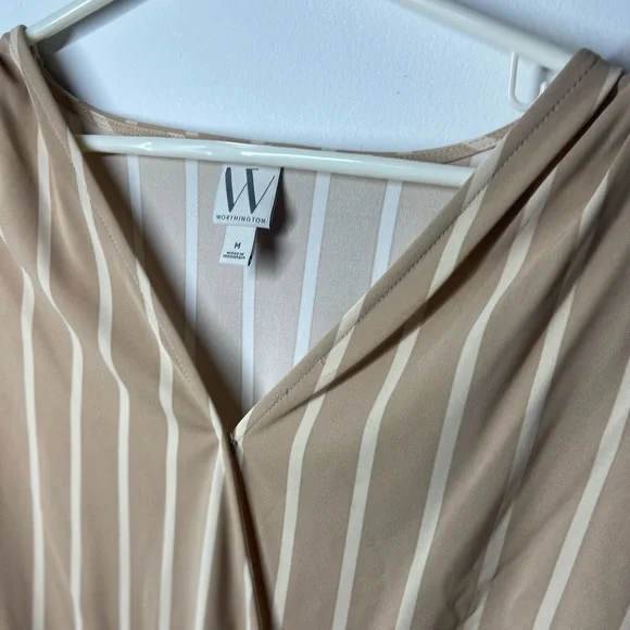 Worthington Cream Tan Wrap Blouse 3/4 Sleeve - Picture 3 of 7